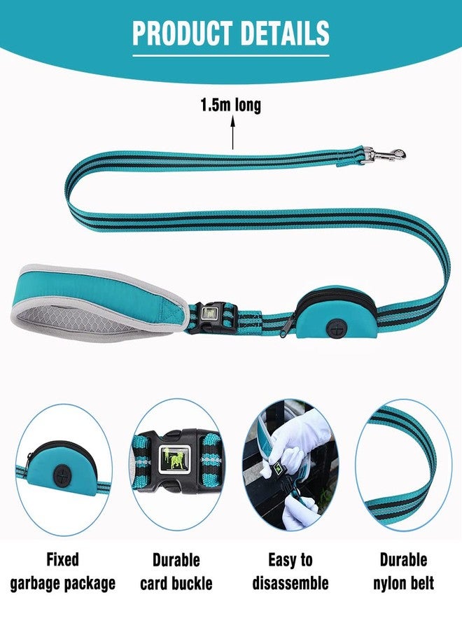 Qpets حزام كلاب Qpets® بطول 1.5 متر للكلاب الصغيرة، مزود بسحاب لتنظيم أكياس فضلات الكلاب، وحبل نايلون، ومقود للكلاب مع مقبض يد مبطن مريح وإبزيم سريع الفتح لسهولة المشي. - Image 5